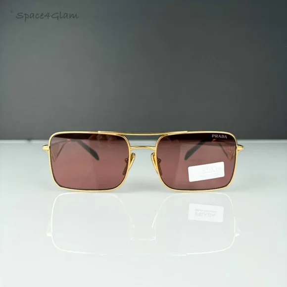 Prada PRA52S 5AK08S Sunglasses Gold Dark Violet Unisex Pilot PR A52S